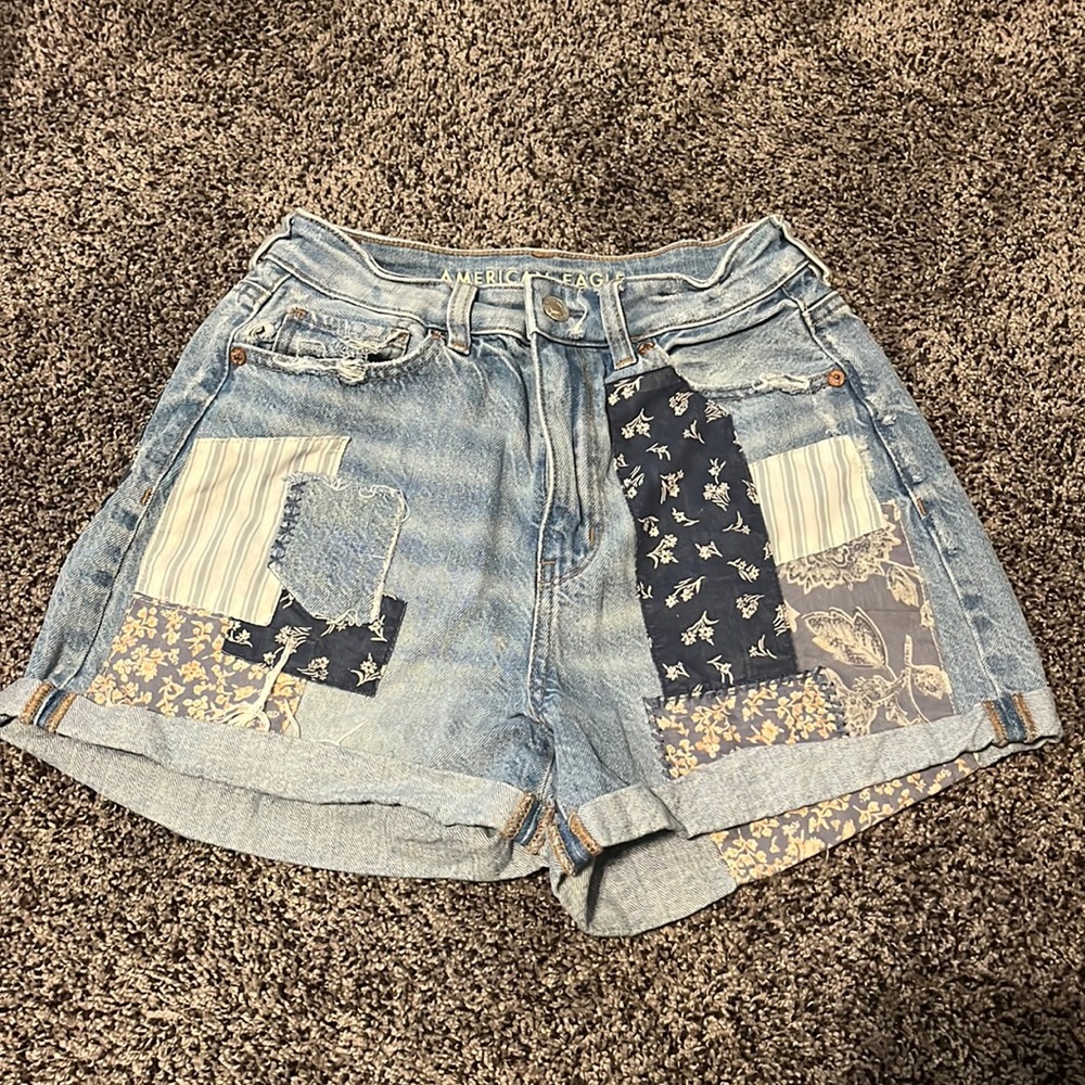 American Eagle size 2 denim patchwork shorts